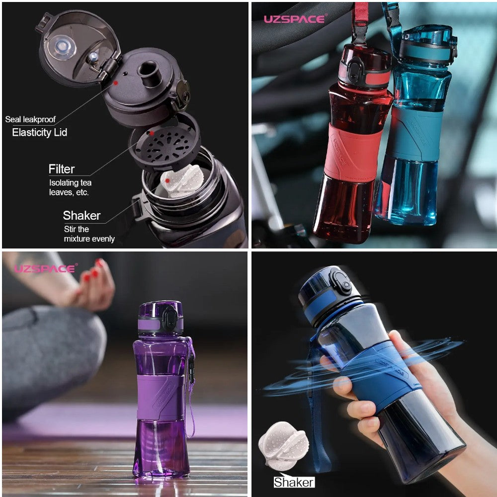Uzspace Twisted Fitness Water Bottle 800ml - Leakproof & BPA-Free