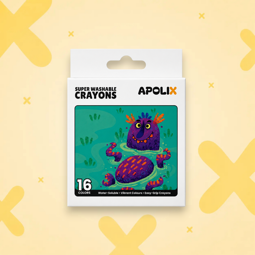 Apolix Super Washable Crayons 16 Colours | Kids Crayons