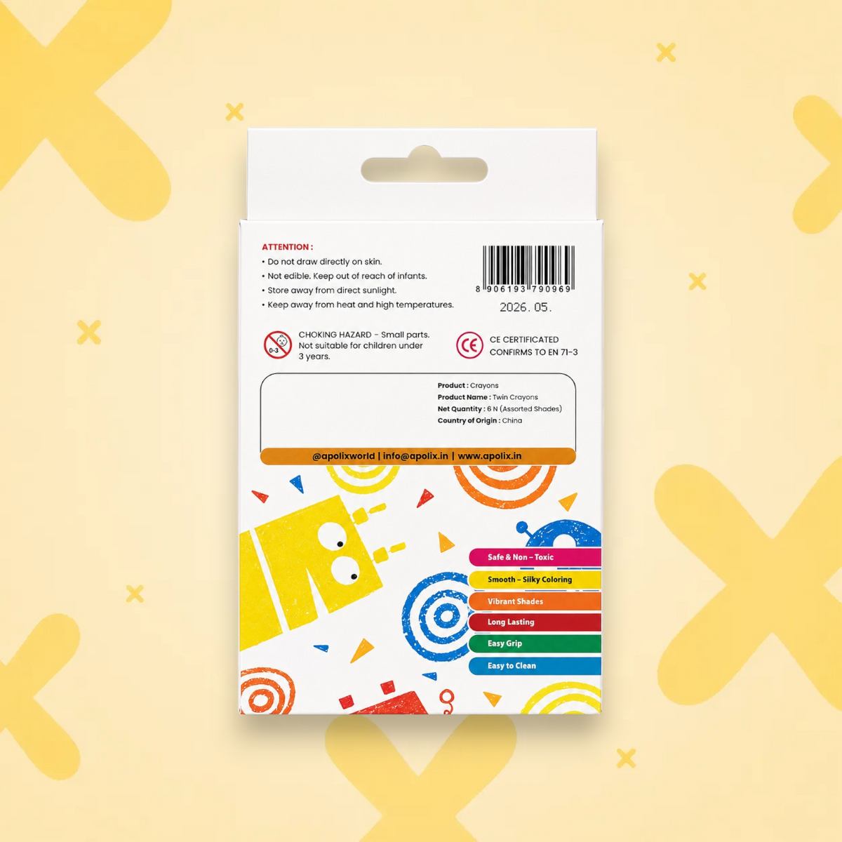 Apolix Twin Crayons 12 Colours | Dual Tip Kids Crayons
