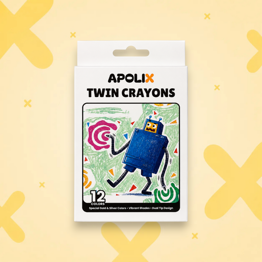 Apolix Twin Crayons 12 Colours | Dual Tip Kids Crayons