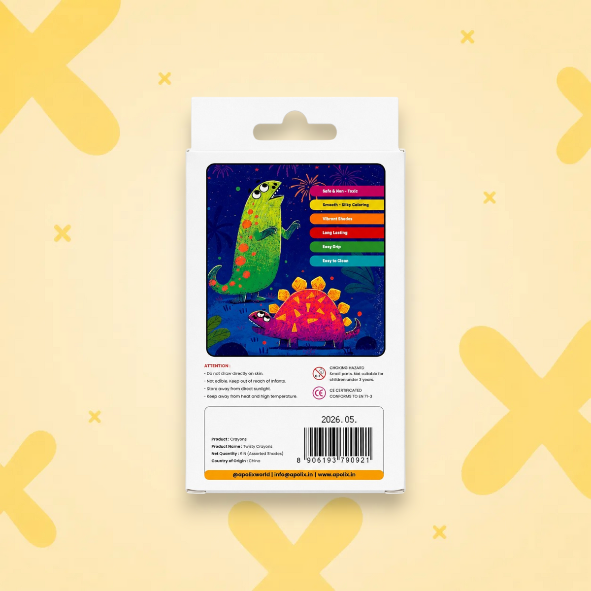 Apolix Twisty Crayons 6 Colours | Twist-Up Kids Crayons