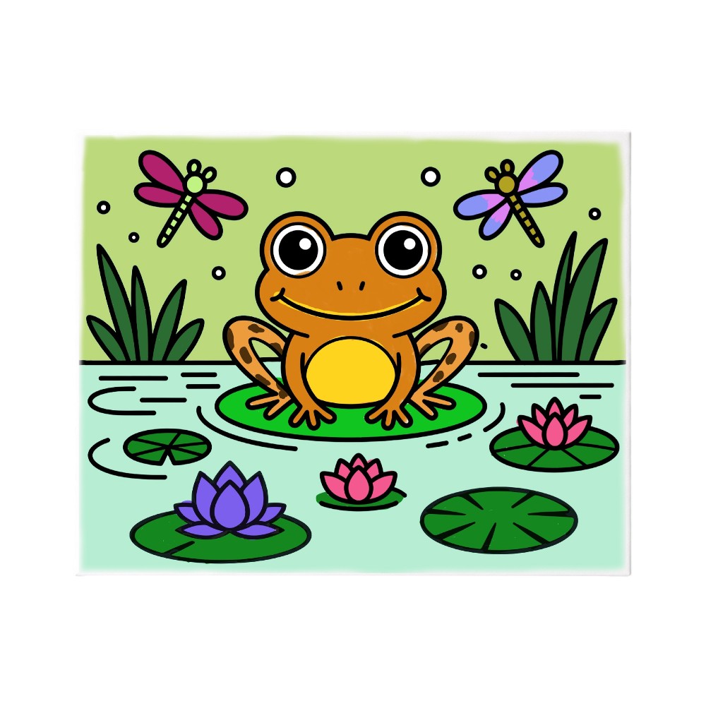 Ready to Paint Canvas Kit Frog 8x10 Inch for Kids Age 5+