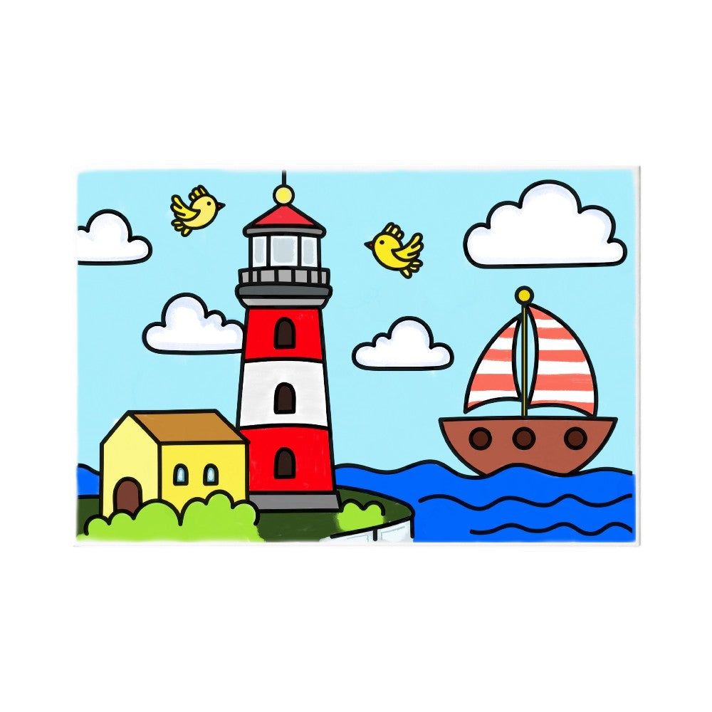 Ready to Paint Canvas Kit Lighthouse 6x9 Inch for Kids Age 5+