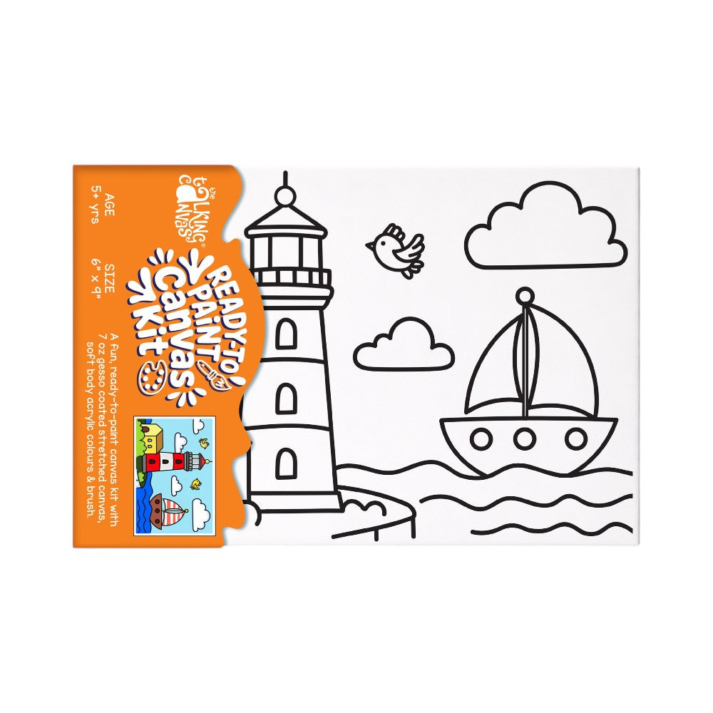 Ready to Paint Canvas Kit Lighthouse 6x9 Inch for Kids Age 5+