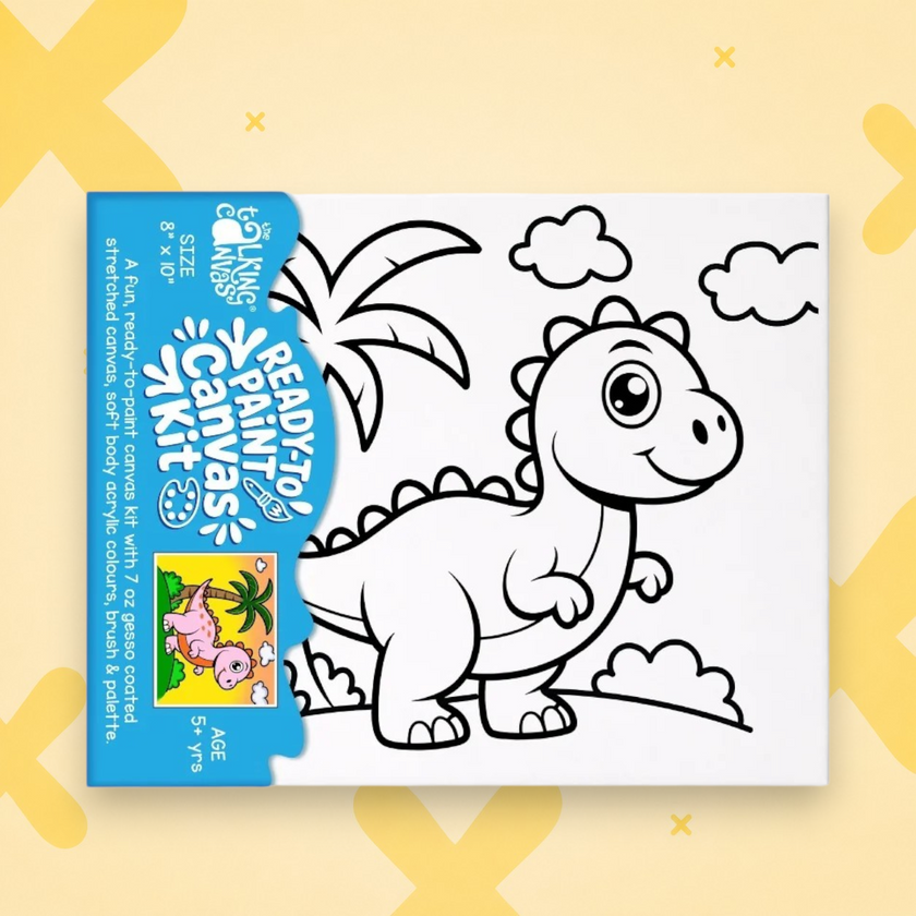 Ready to Paint Canvas Kit Dino 8x10 Inch | Kids Art Age 5+