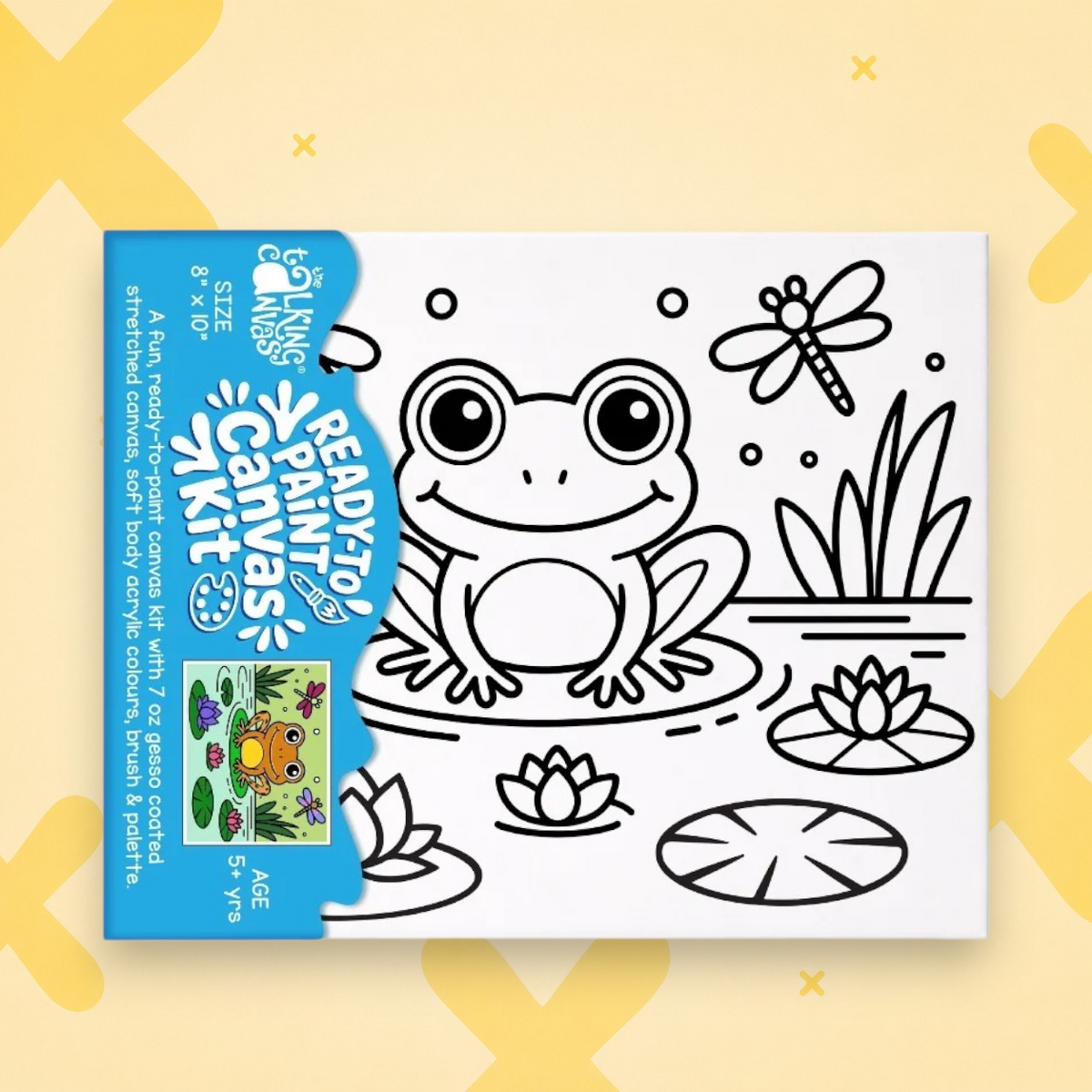 Ready to Paint Canvas Kit Frog 8x10 Inch | Kids Art Age 5+