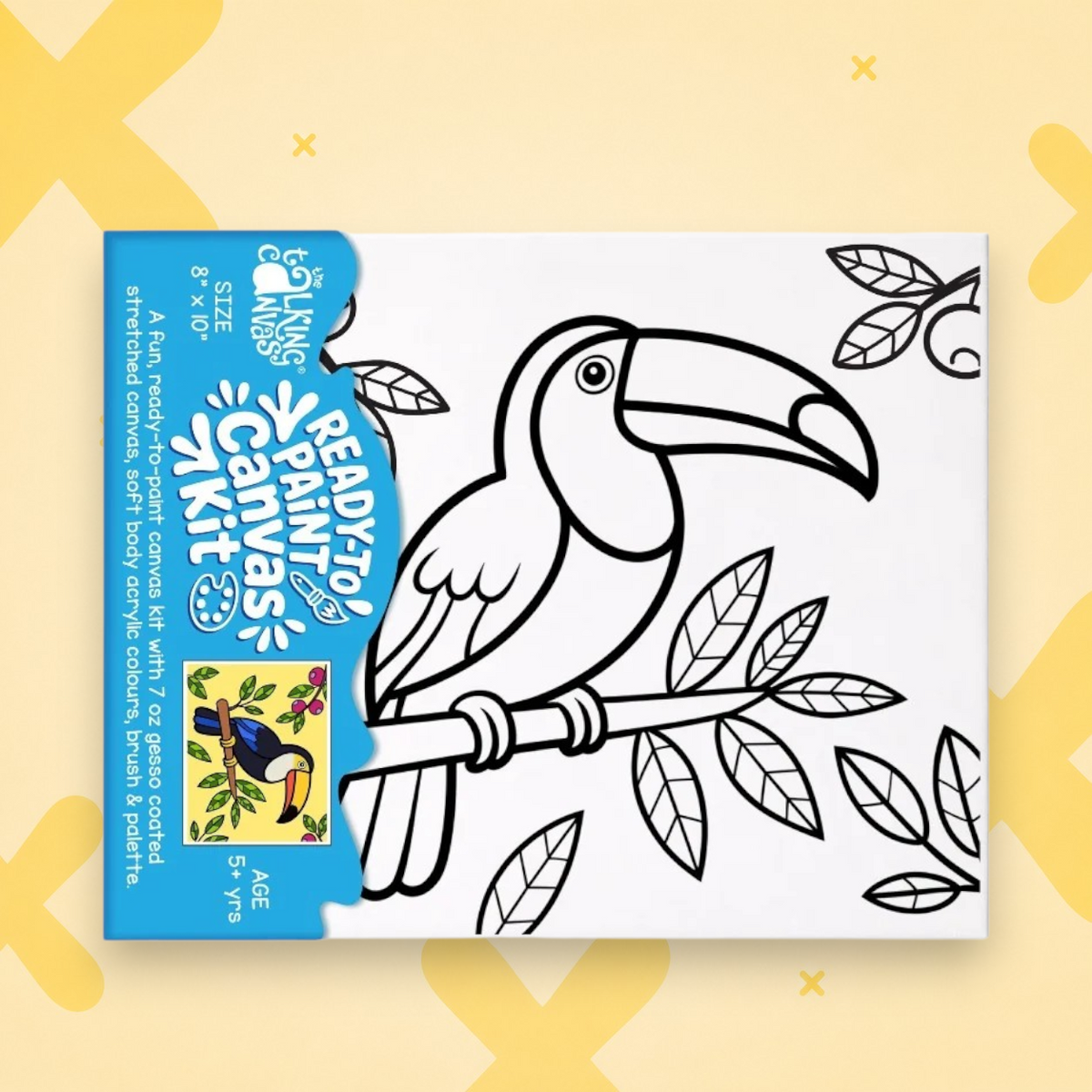Ready to Paint Canvas Kit Toucan 8x10 Inch | Kids Art Age 5+