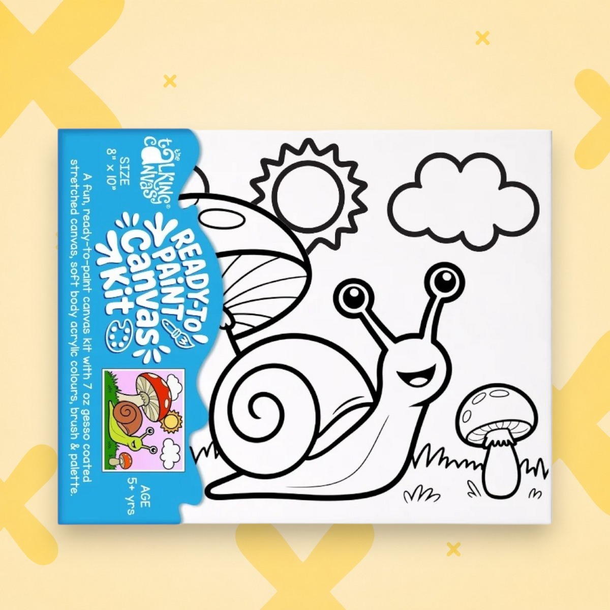 Ready to Paint Canvas Kit Snail 8x10 Inch | Kids Art Age 5+