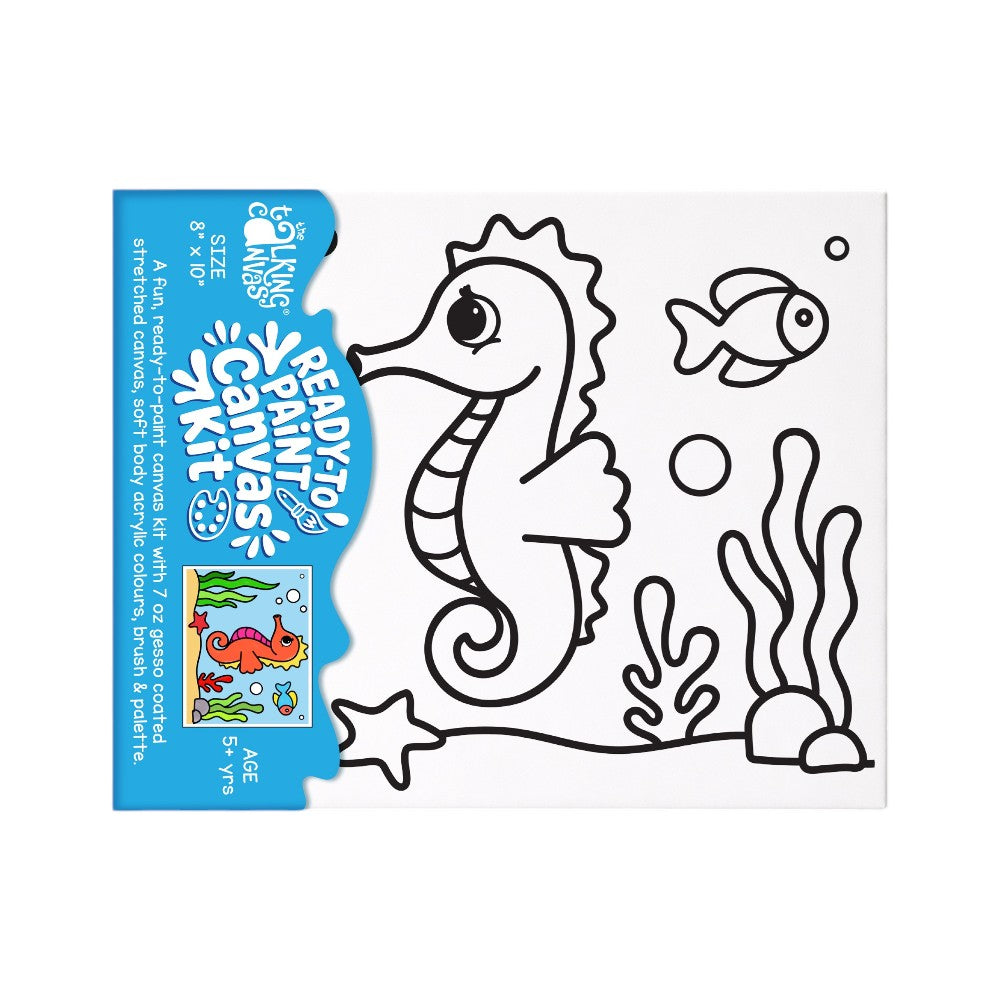Ready to Paint Canvas Kit Seahorse 8x10 Inch for Kids Age 5+