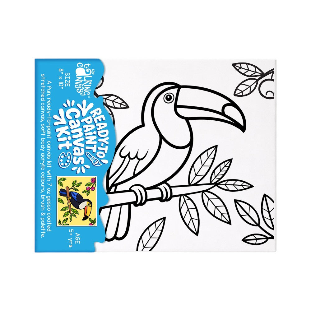 Ready to Paint Canvas Kit Toucan 8x10 Inch for Kids Age 5+