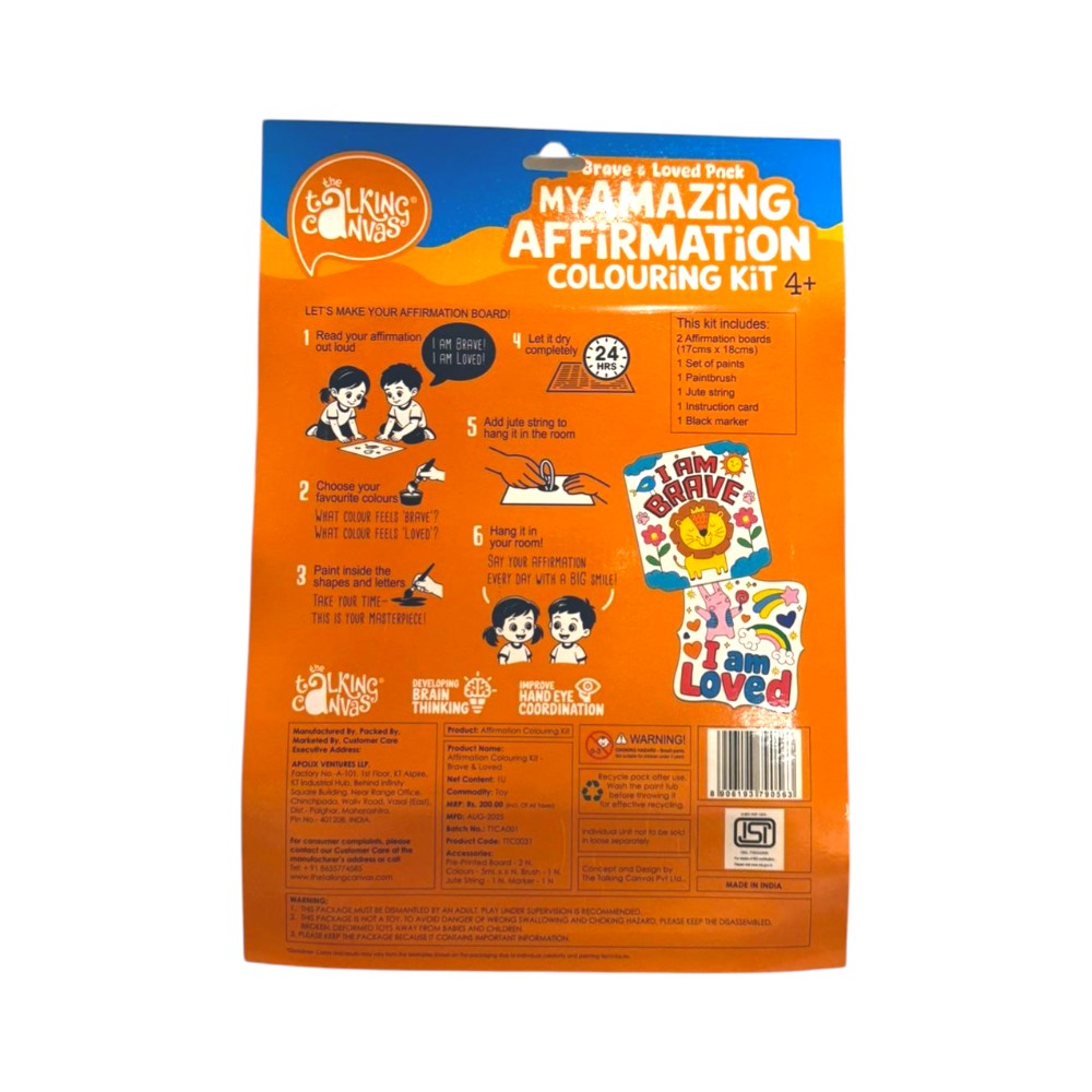 Brave & Loved Pack Affirmation Colouring Kit for Kids Age 4+