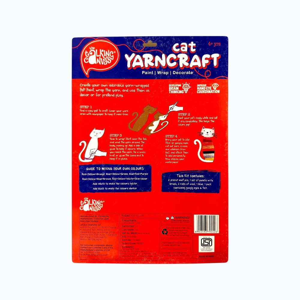 Cat YarnCraft Kit Paint Wrap Decorate Craft Kit for Kids 4+