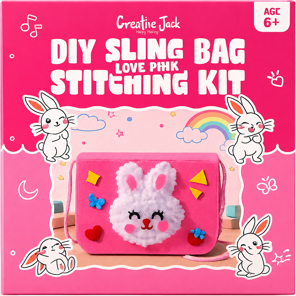 Love Pink Sling Bag Stitching Kit