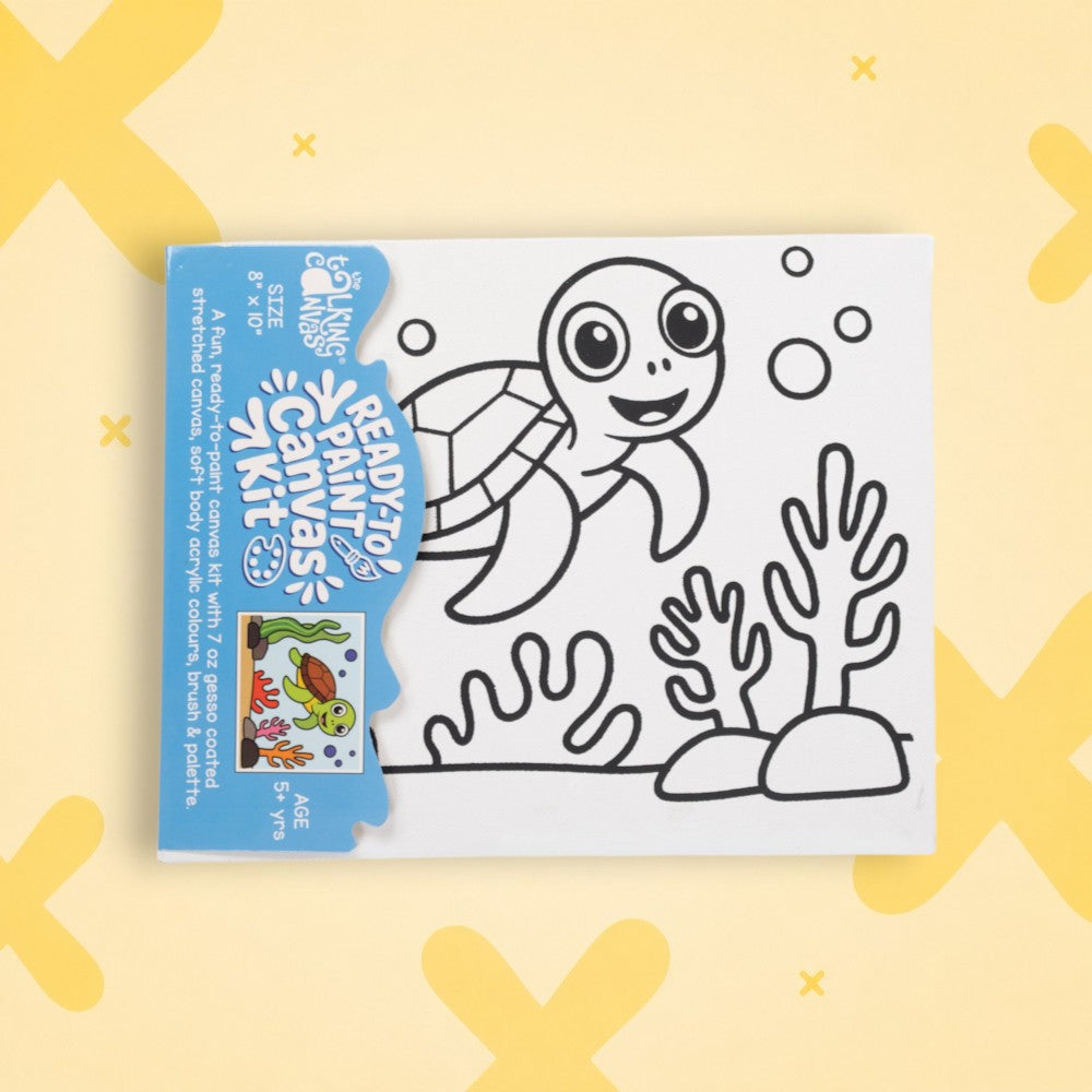 Ready to Paint Canvas Kit Turtle 8x10 Inch | Kids Art Age 5+