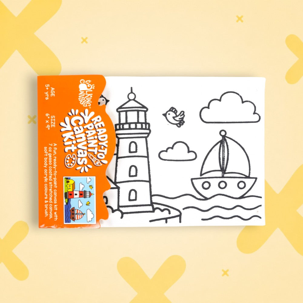 Ready to Paint Canvas Kit Lighthouse 6x9 | Kids Art Age 5+