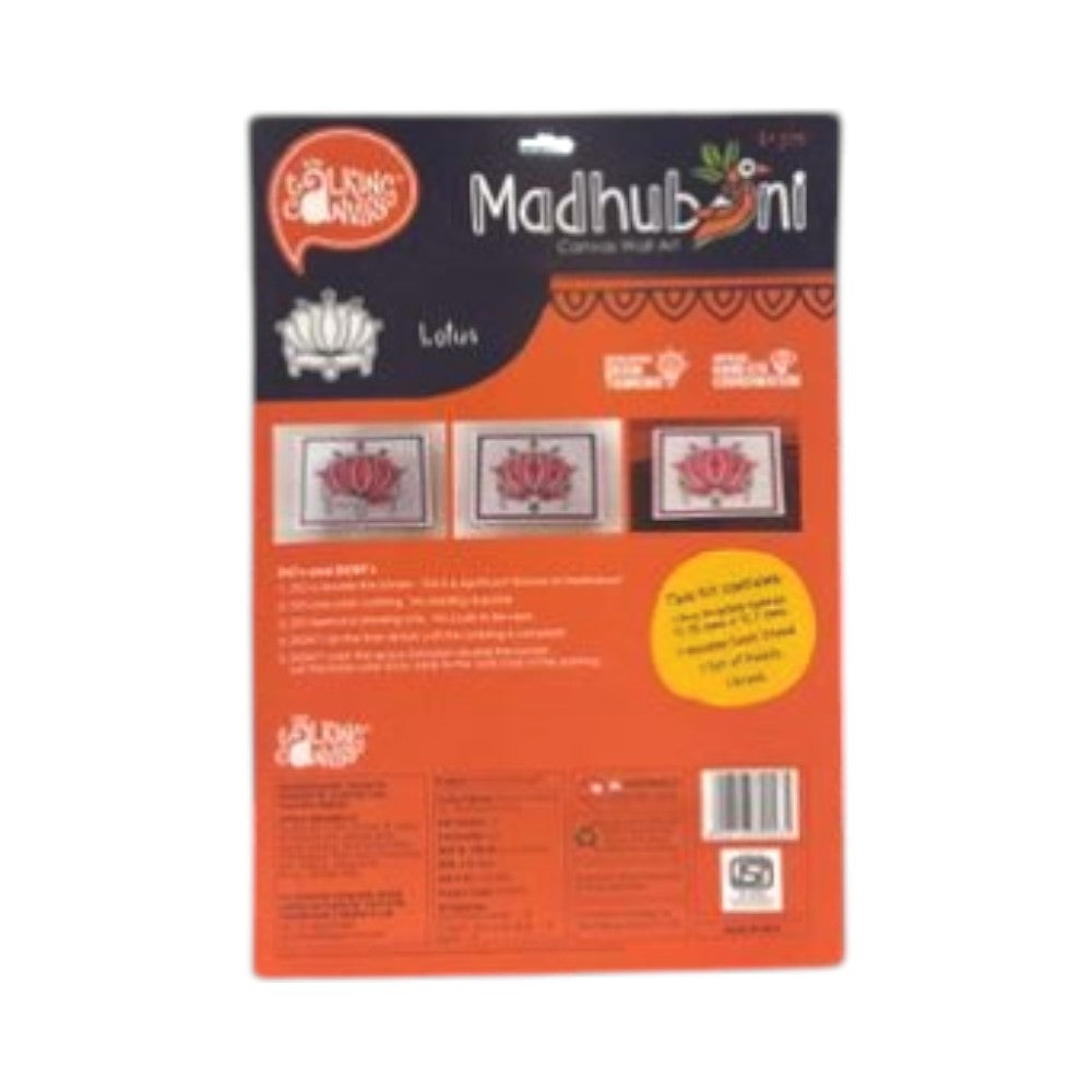 Madhubani Lotus Canvas Wall Art DIY Kit