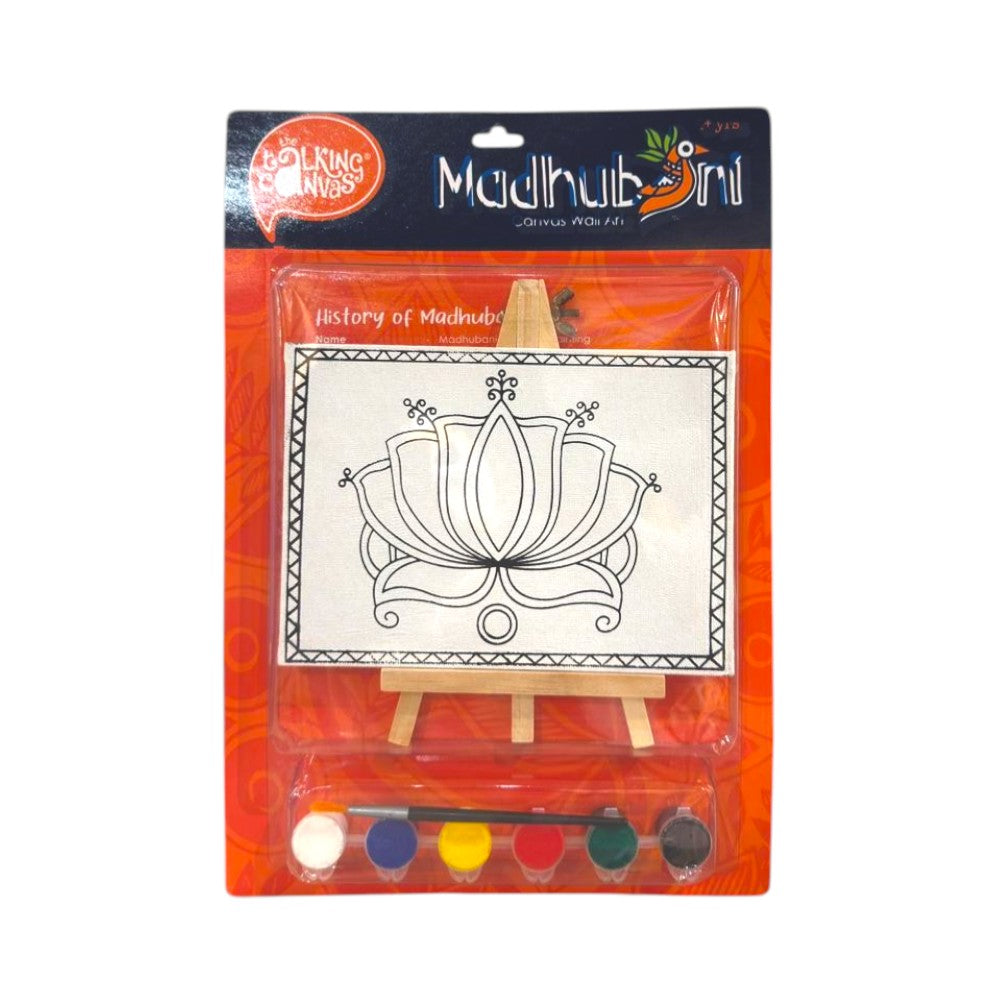 Madhubani Lotus Canvas Wall Art DIY Kit