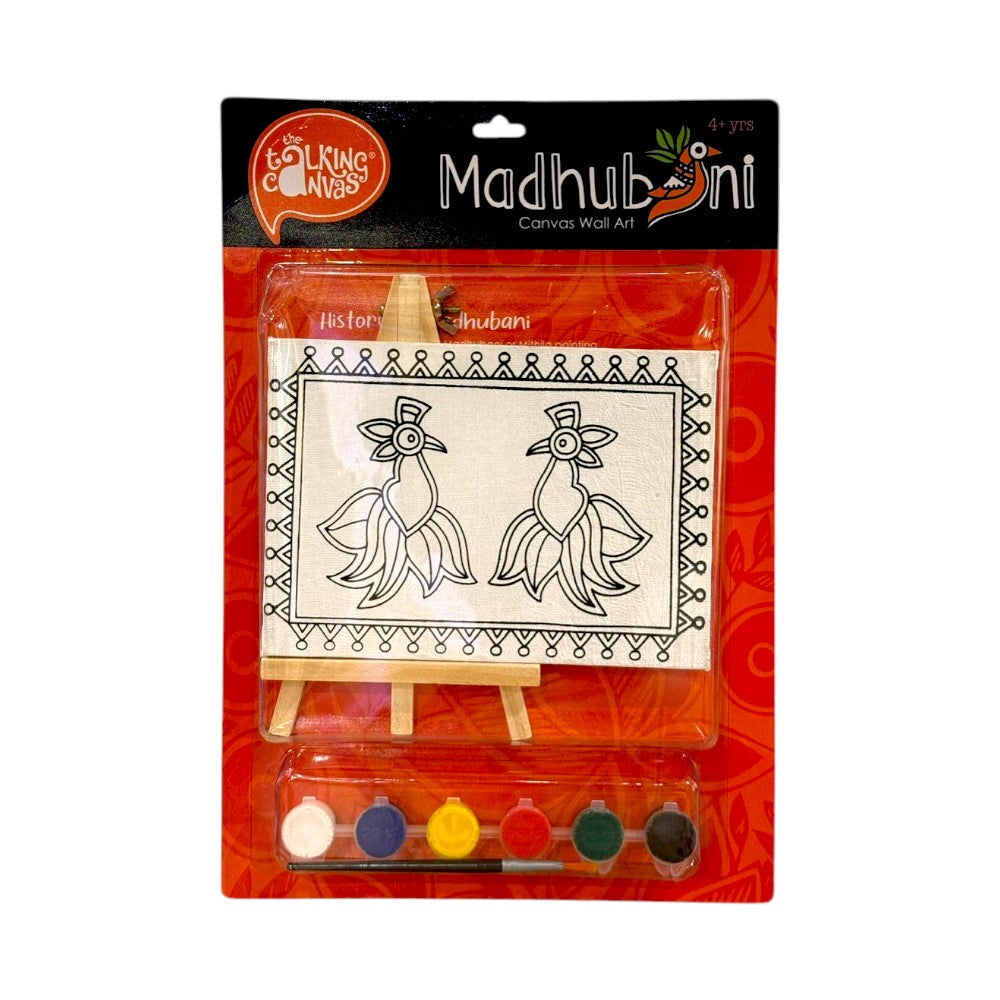 Madhubani Parrot Canvas Wall Art DIY Kit for Kids Age 4+