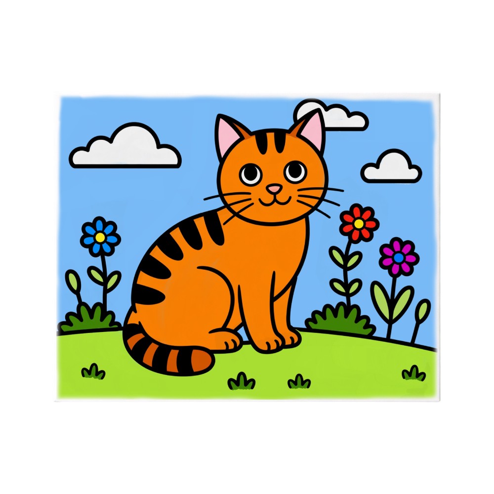 Ready to Paint Canvas Kit Cat 8x10 Inch for Kids Age 5+