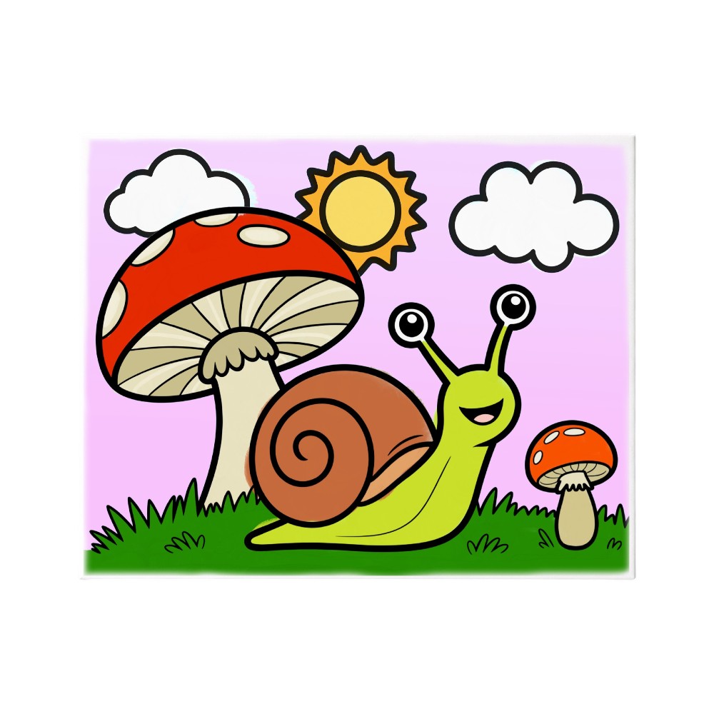 Ready to Paint Canvas Kit Snail 8x10 Inch for Kids Age 5+