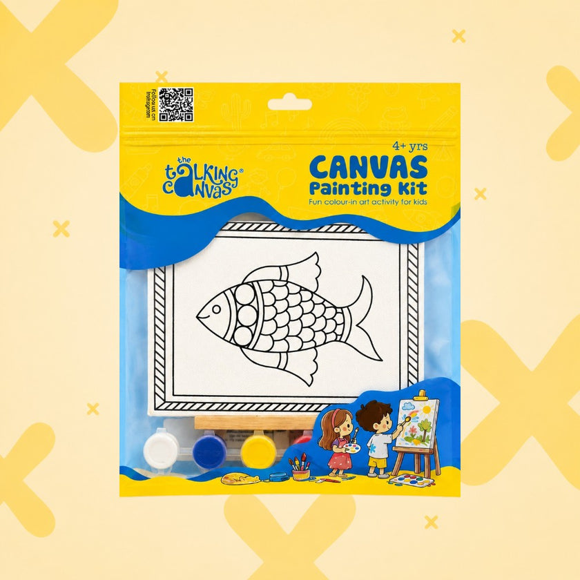 Madhubani Fish Canvas Wall Art DIY Kit