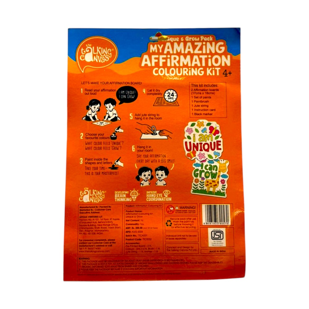 Unique & Grow Pack Affirmation Colouring Kit for Kids Age 4+